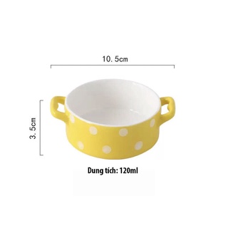 Bát sứ ăn dặm 2 quai chấm bi