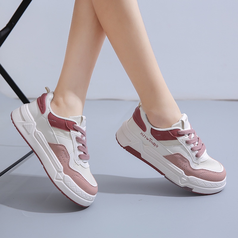 Giày Sneaker Mũi Tròn Đế Cao Thoáng Khí Phong Cách Hàn Quốc Cho Nữ