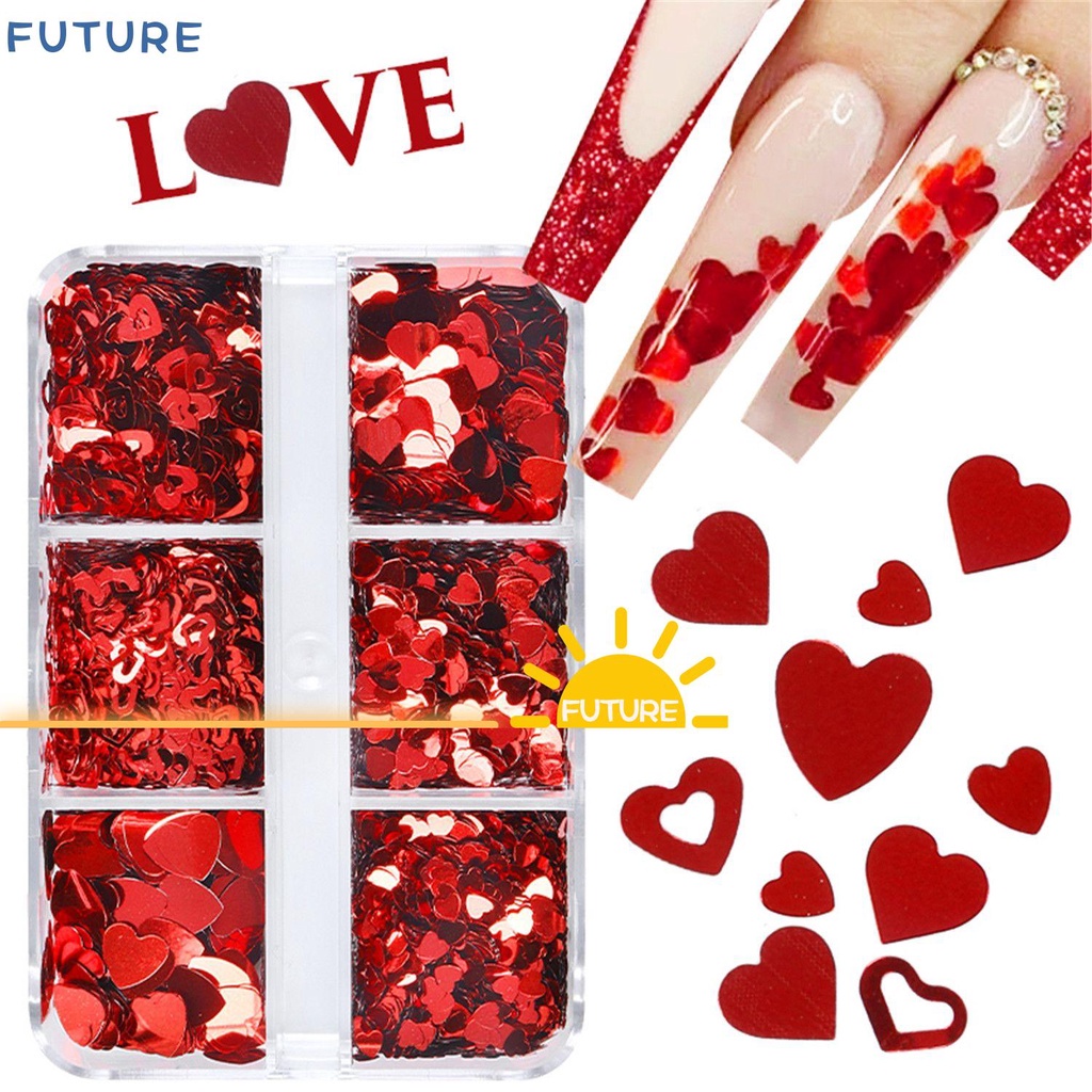 Nhãn Dán Trang Trí Móng Tay Hình Trái Tim Lấp Lánh DIY