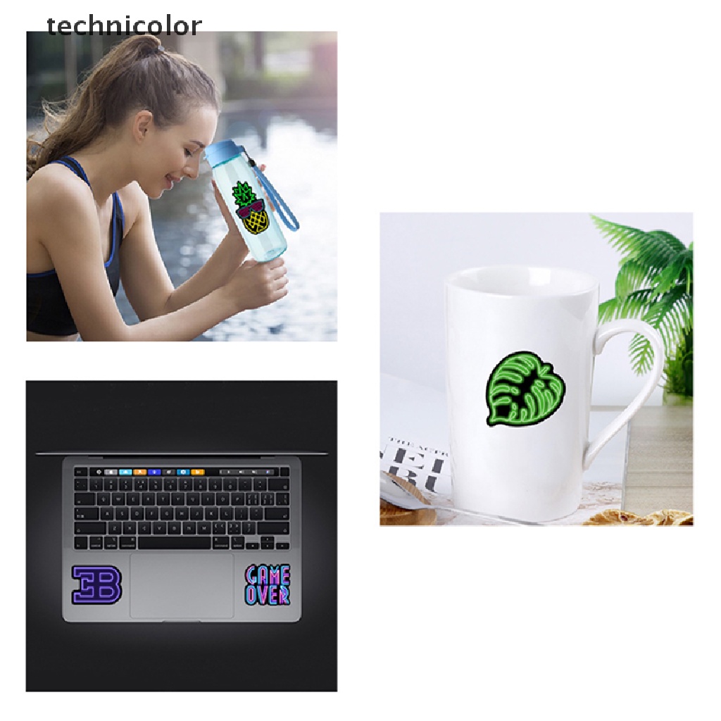 Set 50 Miếng Dán Màu Neon Trang Trí Laptop / Xe Hơi / Ván Trượt / Ván Trượt