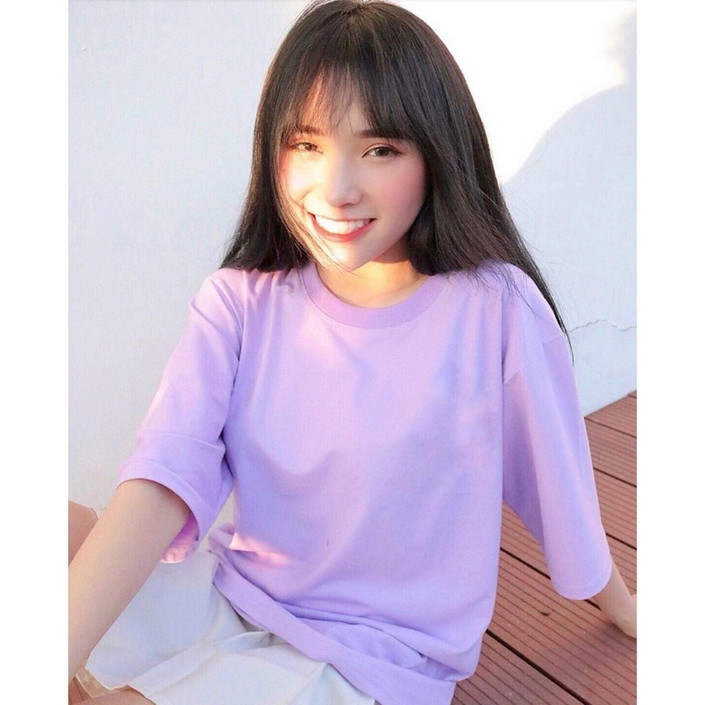 áo thun tay lỡ màu tím môn nam &amp; nữ FOME RỘNG có chọn size, chất thun xịn 1-tm7