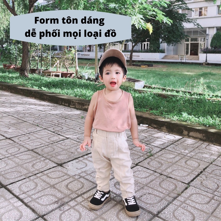 Áo thun bé trai ba lỗ 100% cotton Babygon AO001