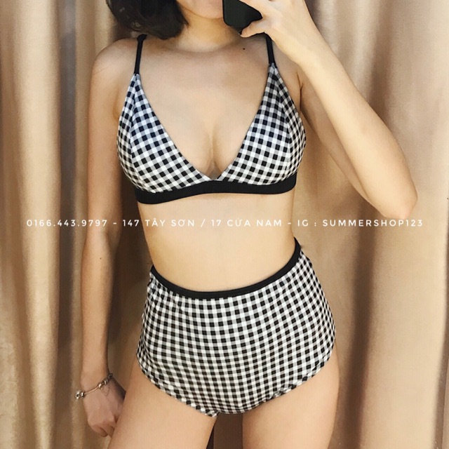 Bikini tam giác caro