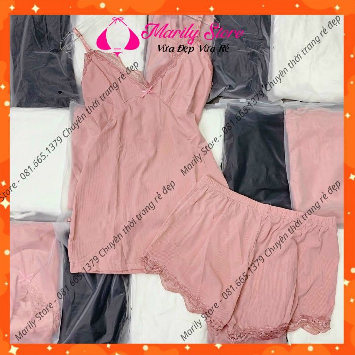 Bộ Đồ Ngủ 2 Dây Phối Ren Cao Cấp Có Đệm Ngực | BigBuy360 - bigbuy360.vn