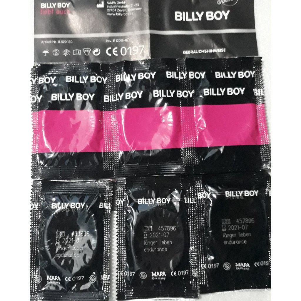 [Thanh Lý] Bao cao su Billy Boy Langer Lieben Bền Lâu (6 chiếc lẻ không hộp) – Thương hiệu số 1 tại Đức