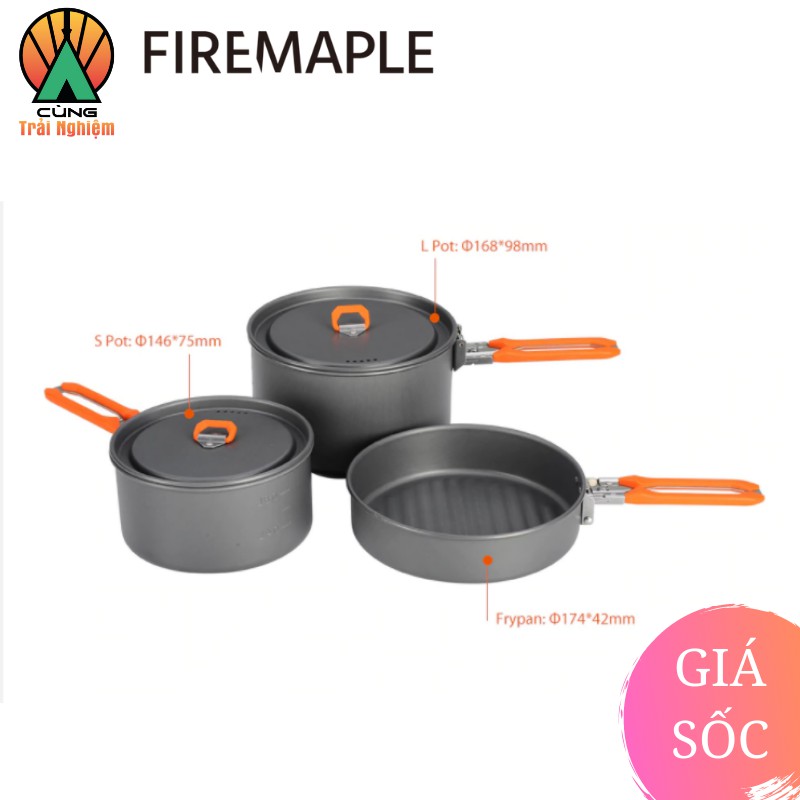 [CHÍNH HÃNG] COMBO Nồi Chảo Nấu Ăn 3 Trong 1 Fire Maple Feast 3 Gọn Nhẹ Chuyên Dụng Cho Dã Ngoại, Cắm Trại Ngoài Trời