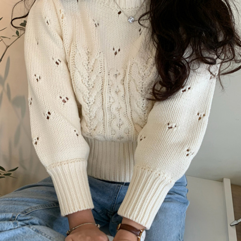 Áo sweater cổ tròn họa tiết hoa dễ thương hợp thời trang 