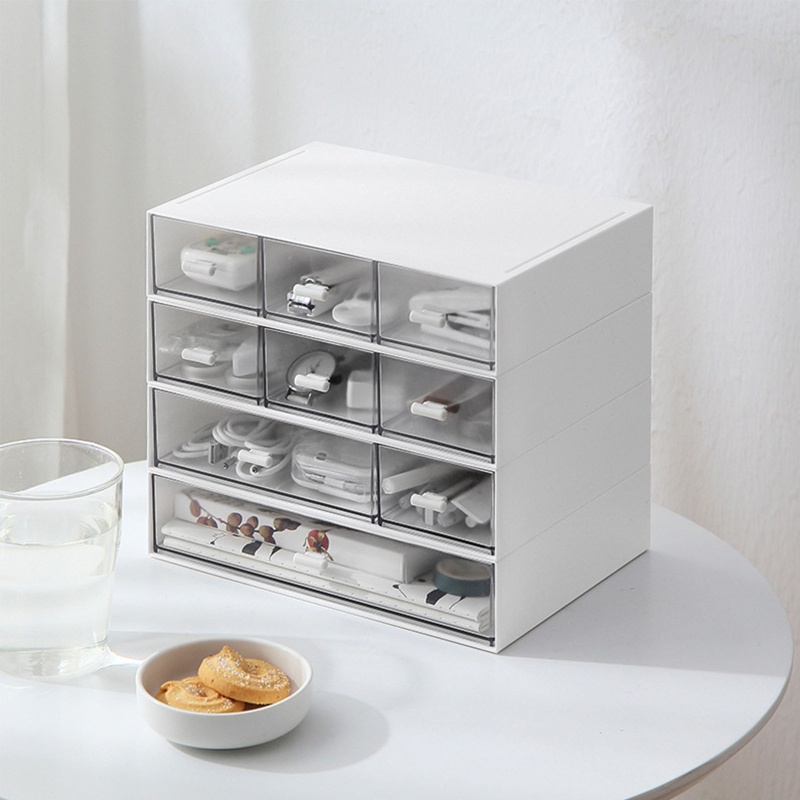 Set 2 Hộp Đựng Đồ Có Tay Cầm Trong Suốt Xếp Chồng Được Tiện Dụng Cho Gia Đình / Văn Phòng / Trường Học