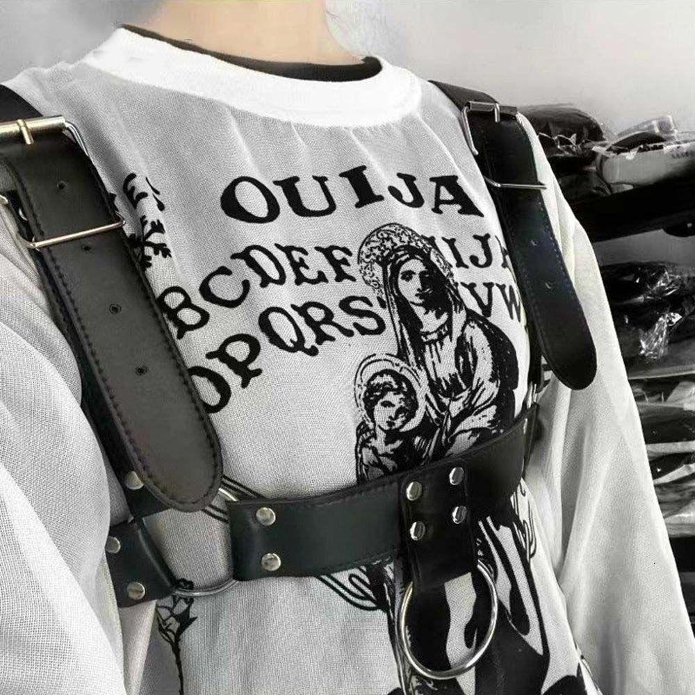 QQMALL Áo Khoác Da Pu Không Tay Phối Đinh Tán Phong Cách Thời Trang Harajuku