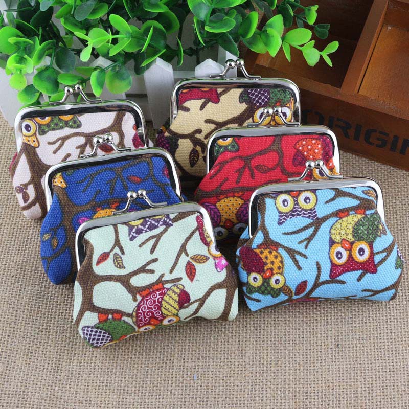 Ví canvas họa tiết cú kiểu vintage thời trang cho nữ