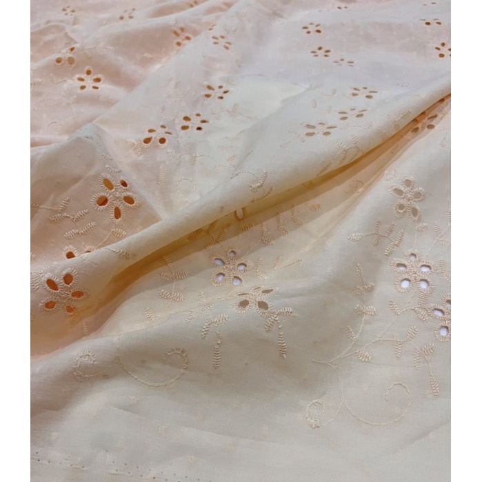 Vải Xô Boi cotton thêu màu cam nhạt pastel màu siêu cưng