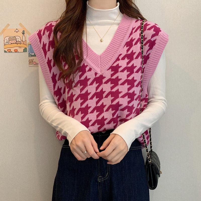 Áo Gi-Lê Len Sát Nách Dáng Rộng Kẻ Ca-Rô Trẻ Trung Hợp Thời Trang | BigBuy360 - bigbuy360.vn