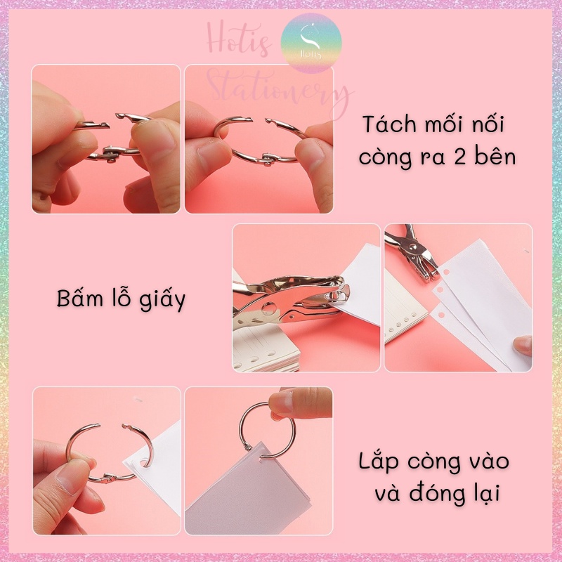 [HOTIS] Khoen tròn làm flashcard, đóng gáy, khoen còng inox