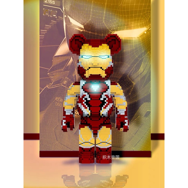 Xếp hình Gấu Bearbrick ironman 10967 70cm - 73cm Đồ chơi Xếp hình lắp ráp mô hình cỡ lớn Hàng Đẹp bear bricK