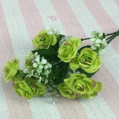 1 Bouquet 5 Branches 15 Heads Artificial Rose Wedding Home Decor Faux Silk Flower