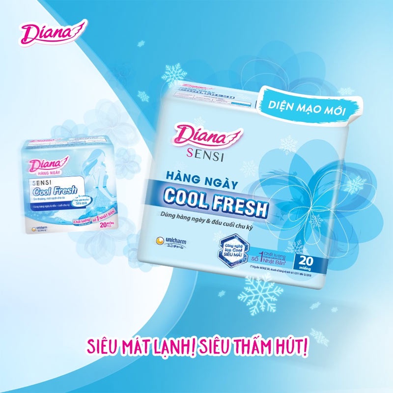 Bộ 6 Gói Băng Vệ Sinh Diana Hàng Ngày Cool Fresh 20M