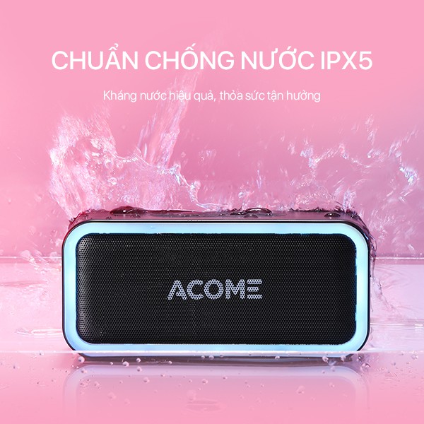 Loa Bluetooth ACOME A6 Công Suất 5W Âm Thanh Chất Lượng Cao Hiệu Ứng LED RGD Playtime 8H Chống Nước IPX5