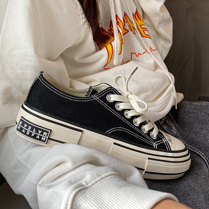 Mới Giày Vải Canvas Cổ Cao Thời Trang Đường Phố Cá Tính Cho Nữ