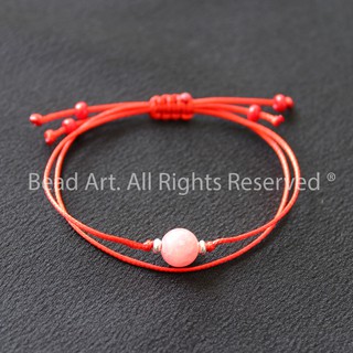 Vòng Tay Chỉ, Dây Đỏ, Đá Đào Hoa (Rhodochrosite) Và Bạc 925, Mệnh Hoả, Thổ, Vòng Tay Phong Thuỷ S47 - Bead Art