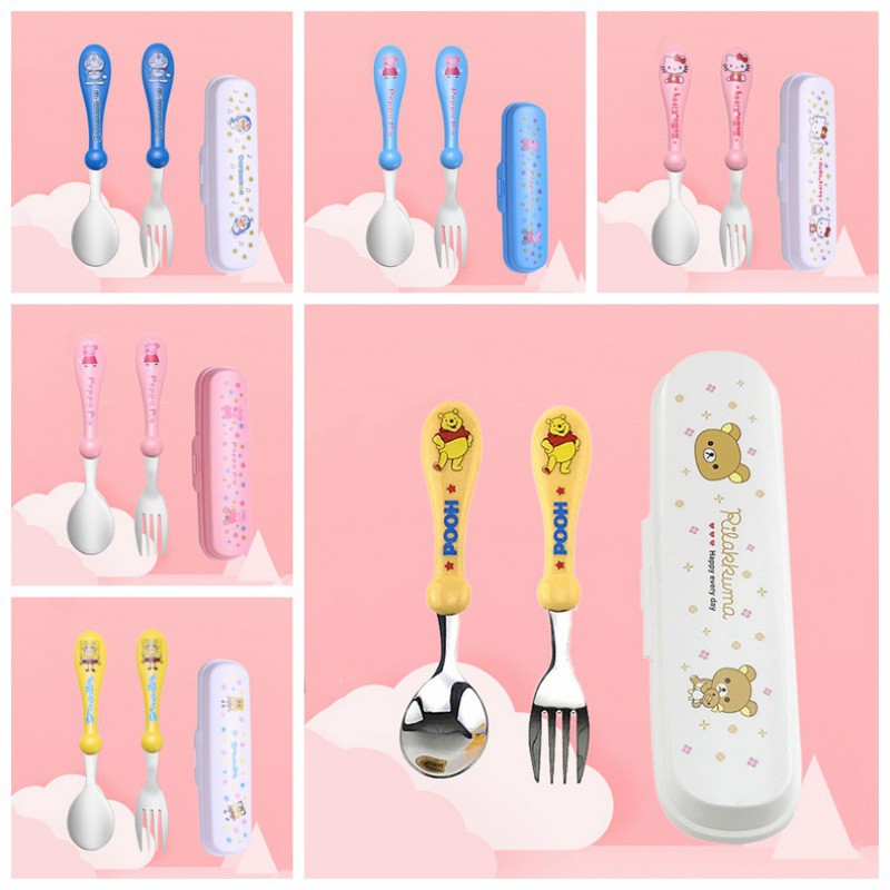 Bộ Muỗng Đũa Tập Ăn Bằng Thép Không Gỉ Cho Bé