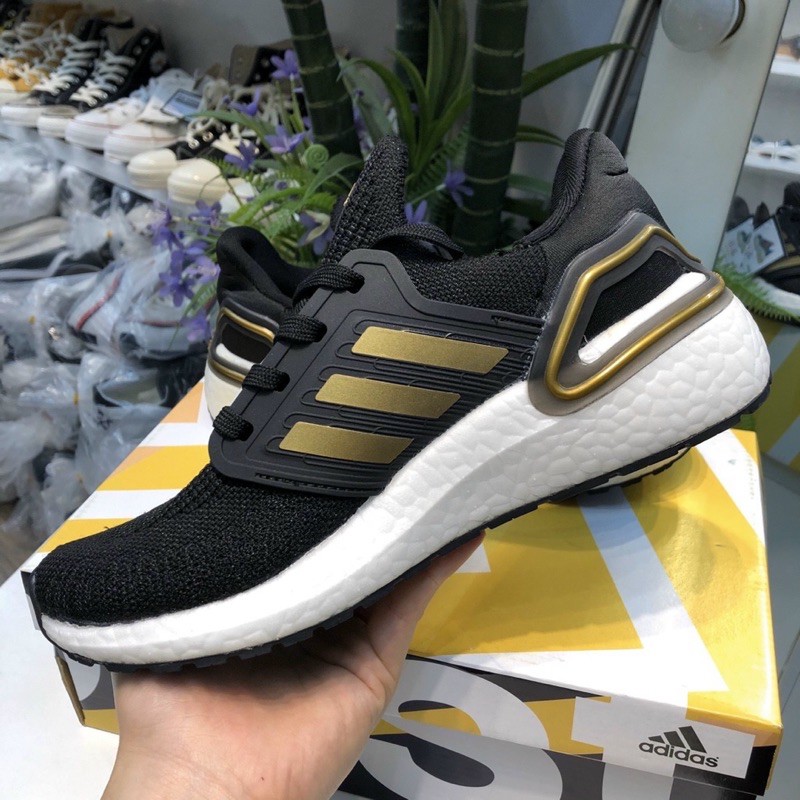 (Video cận cảnh) Giày thể thao sneakers ultra boost 6.0 đen vàng