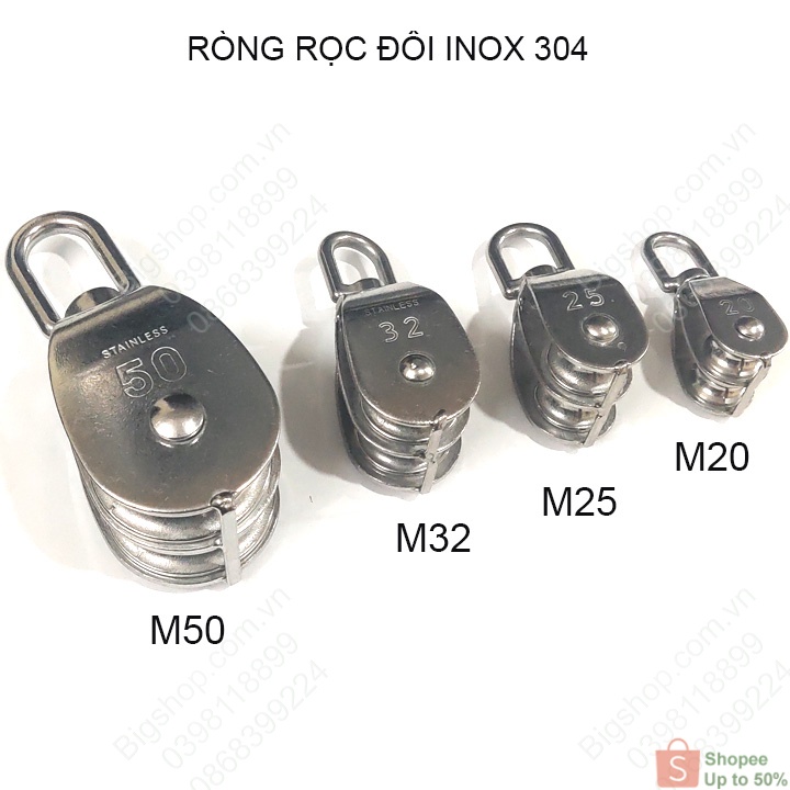 Ròng rọc đôi làm bằng inox 304 không gỉ M20-M25-M32-M50 tùy chọn