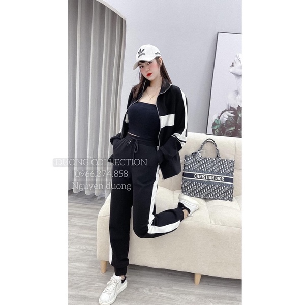 Bộ Nữ Thể Thao Áo Khoác Mix Quần Dài Cá Tính Có Ảnh Thật Kèm Video