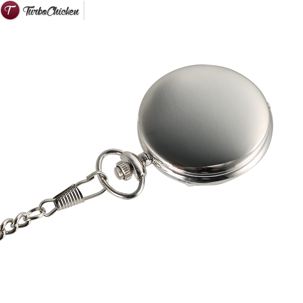 Đồng hồ bỏ túi bằng bạc phong cách cổ điển kèm dây xích dành cho nam và nữ