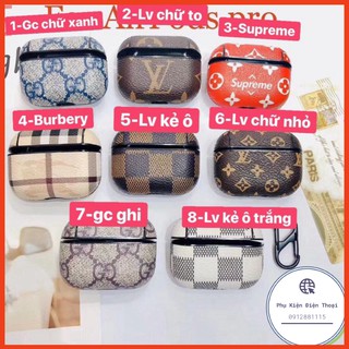 🍀 🌟 Vỏ bọc giả da Lv Gc Supreme AirPods 3 ( Pro )🌟 cho hộp sạc tai nghe Bluetooth Airpod 3 ⚡Phụ Kiện Điện Thoại⚡️