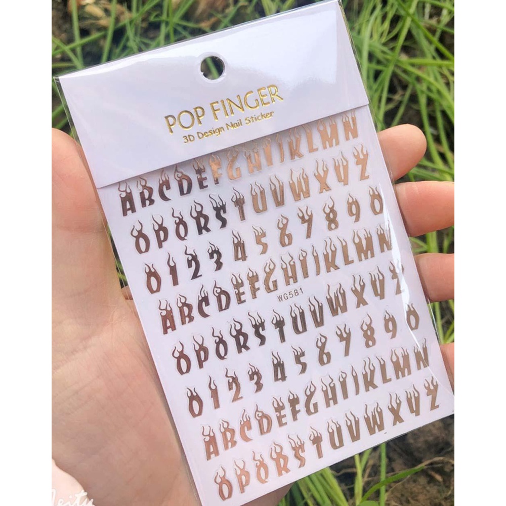 OCEANMAP Miếng Dán Trang Trí Móng Tay Hình Số 3D Nhiều Màu Sắc