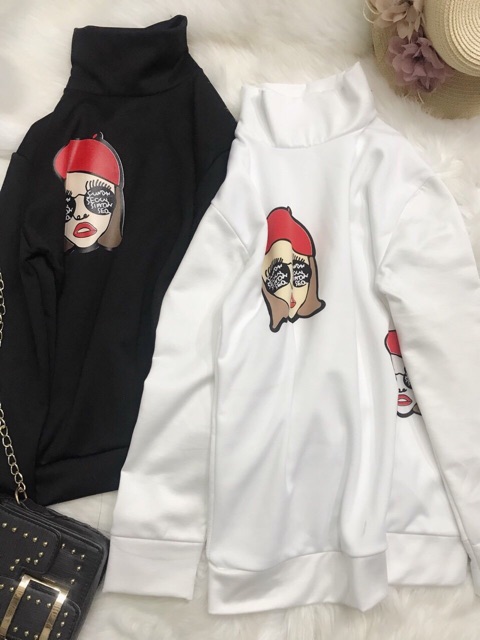 Áo nỉ cô gái cổ lọ | BigBuy360 - bigbuy360.vn