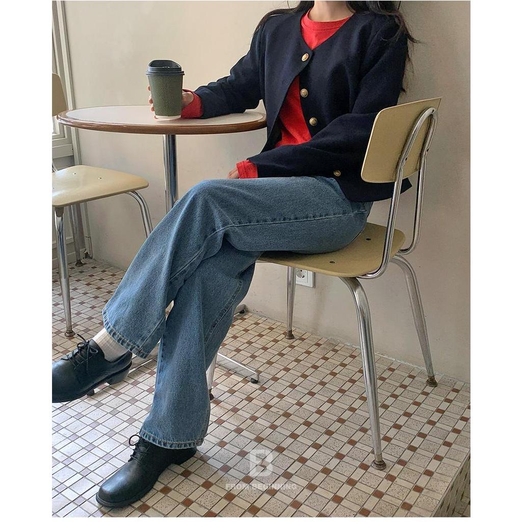 Áo Khoác Suit Dài Tay Cổ Tròn Đơn Giản Theo Phong Cách Retro Pháp 55214