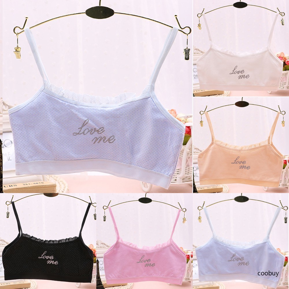 Áo lót không gọng không đường may thoáng khí in họa tiết chữ thời trang dành cho bé gái