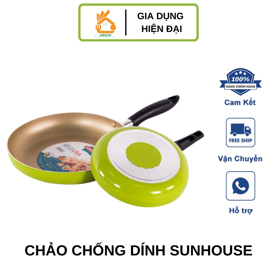 Bộ đôi hoàn hảo - chảo siêu chống dính SUNHOUSE SHS2418 (màu sâm panh)