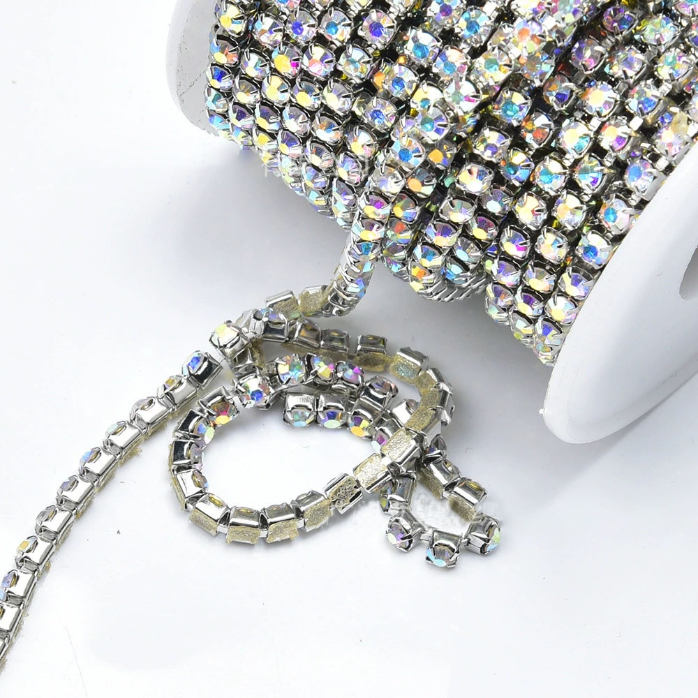1860469 Dây Xích Đá Thủy Tinh Dày Dặn Đế Cao Su Dùng Để Trang Trí Quần Áo / Túi Xách Phong Cách Mới