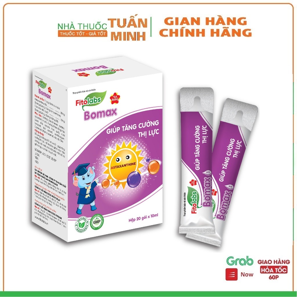 Bổ Mắt Cho Bé Fitolabs Bomax Giúp Hạn Chế Khô Và Mỏi Mắt, Tăng Cường Thị Lực Hộp 20 Gói