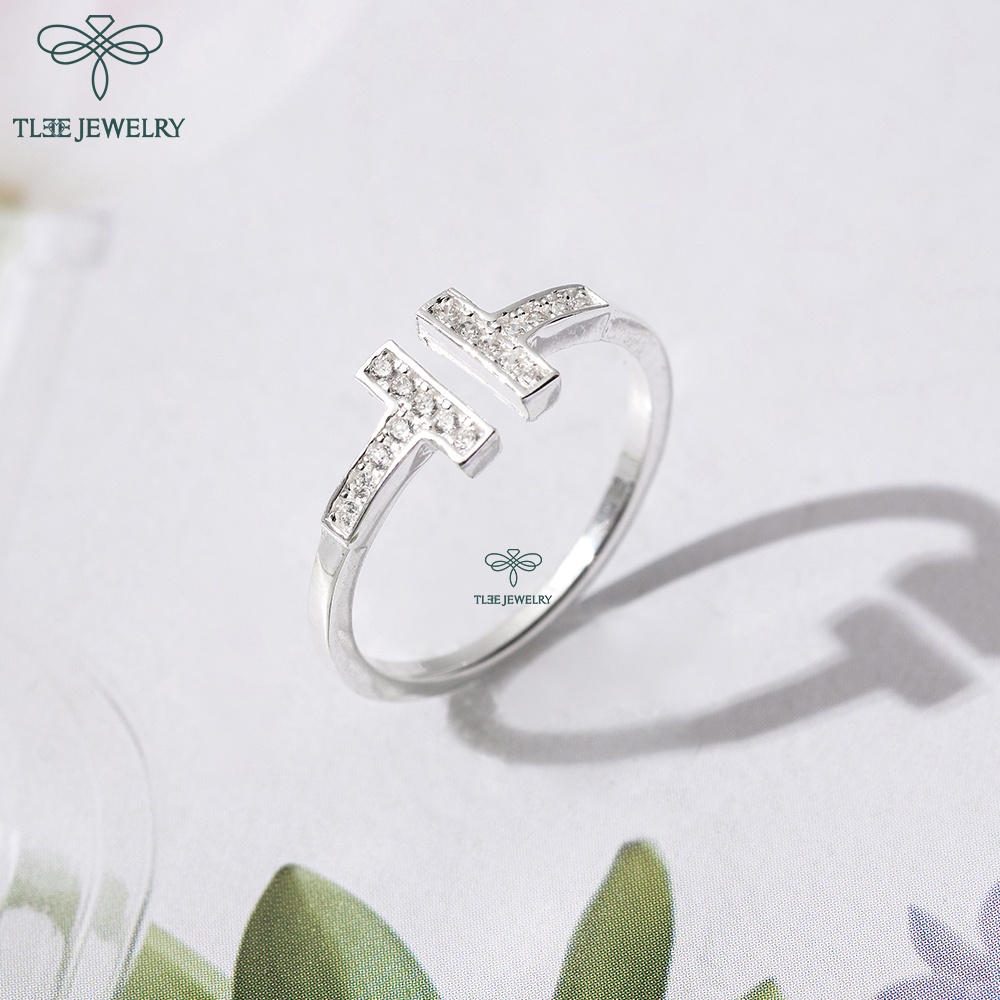 Nhẫn bạc nữ TLEE chữ H hở nạm đá cao cấp TleeJewelry A0181