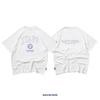 Áo thun raglan "STAFF" - Trắng/Đen