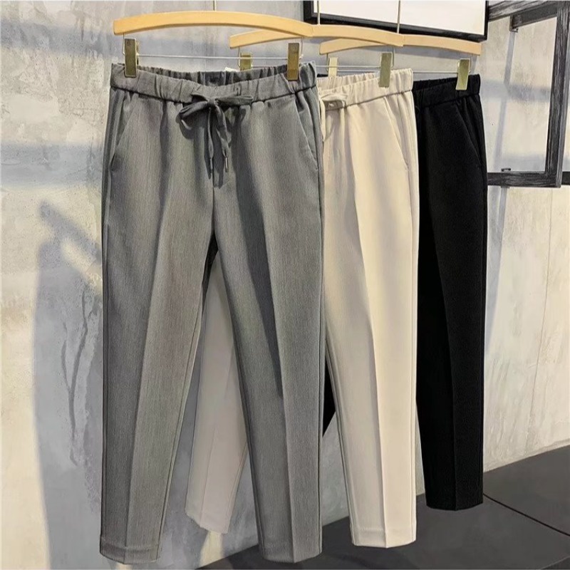 Quần Tây Ống Đứng Lưng Thun Màu Trơn Phong Cách Anh Quốc Thời Trang Cho Nam Size M-4XL