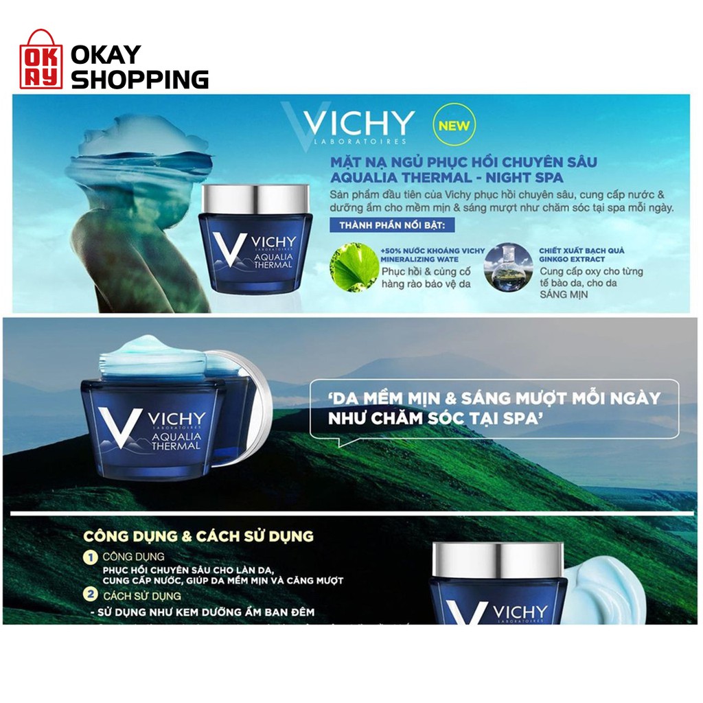 Mặt nạ ngủ cấp nước Vichy aqualia thermal night spa 75ml