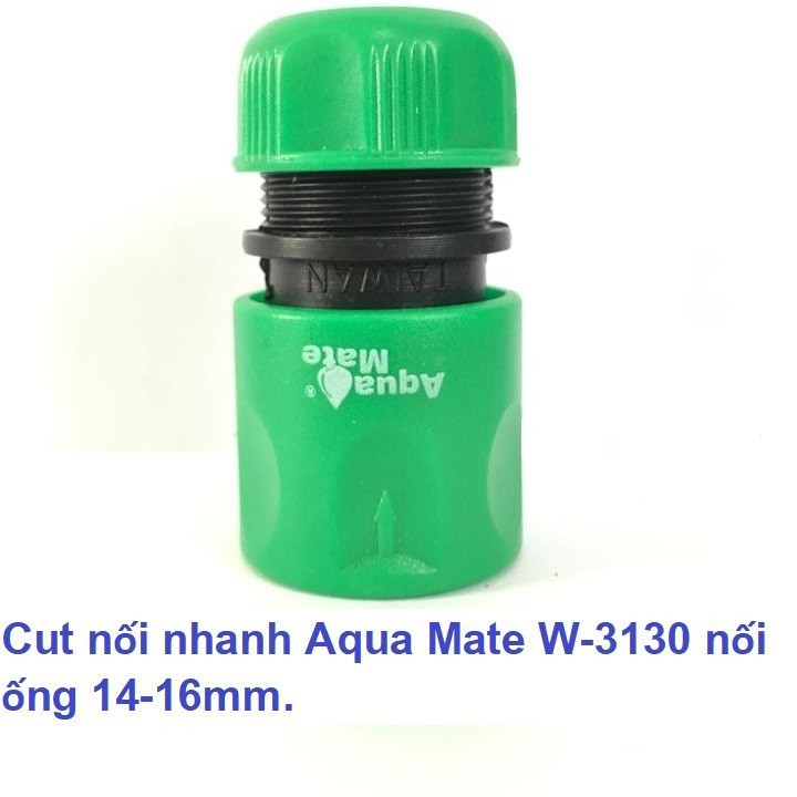 Bộ Cut nối nhanh Aqua Mate W-3084C + W-3130 dùng nối ống nước mềm 14mm với Vòi nước thông thường có ren 21 hoặc 27mm