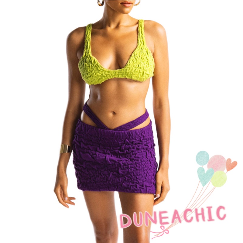 DUNEA Set Áo Croptop Sát Nách Và Chân Váy Lưng Cao Phong Cách Quyến Rũ