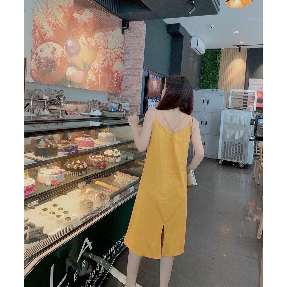 Váy bầu hai dây thiết kế hở lưng đan dây siêu đẹp ☘️❤️chất đũi cao cấp siêu thoáng mát,thấm hút mồ ❤️☘️freesize 45-68kg