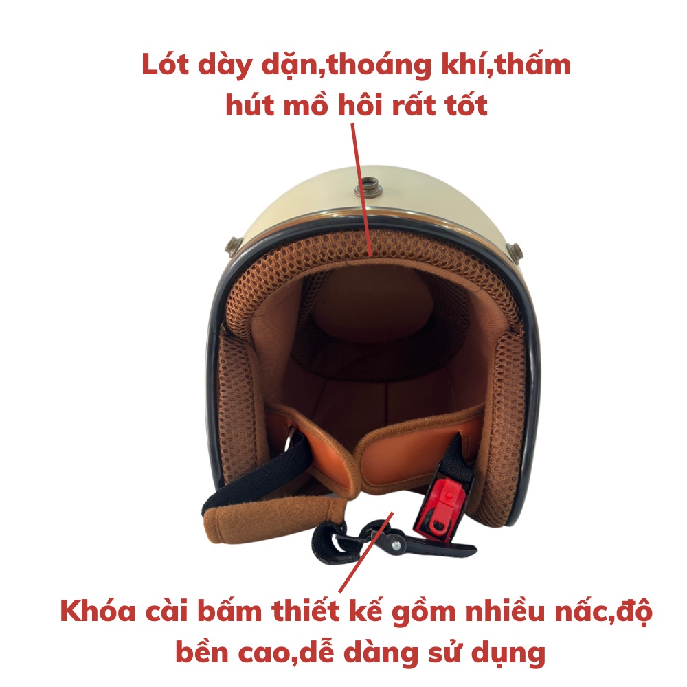 Mũ Bảo Hiểm 3/4 Đầu Chính Hãng HESA Nhiều Màu Bảo Hành 12 Tháng