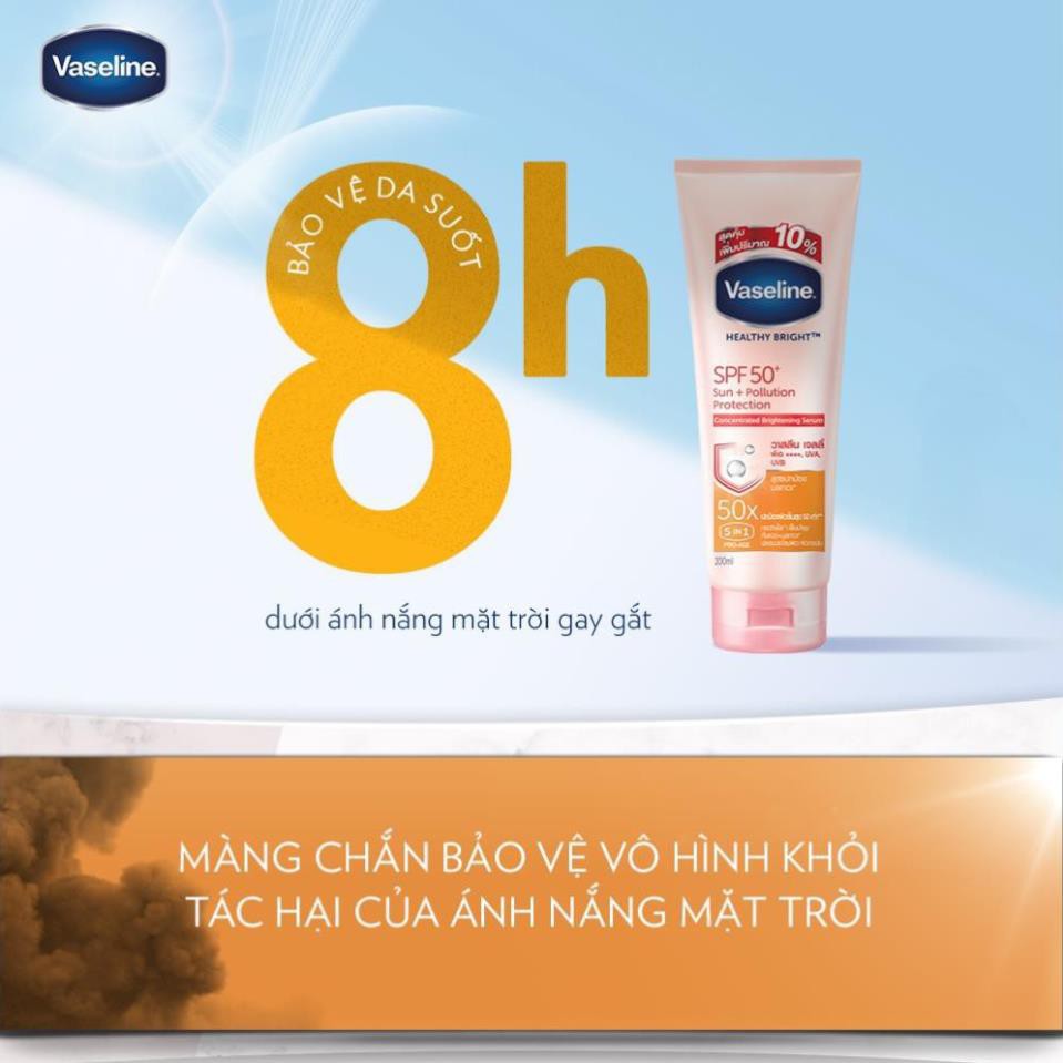 Vaseline 50x Serum chống nắng cơ thể SPF50 + dưỡng da sáng khoẻ 200ML