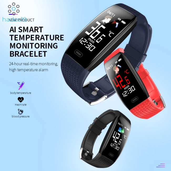 T5 Smart Bracelet Real-time Temperature Monitoring Heart Rate Blood Pressure Measure Ip67 Waterproof Smart Watch