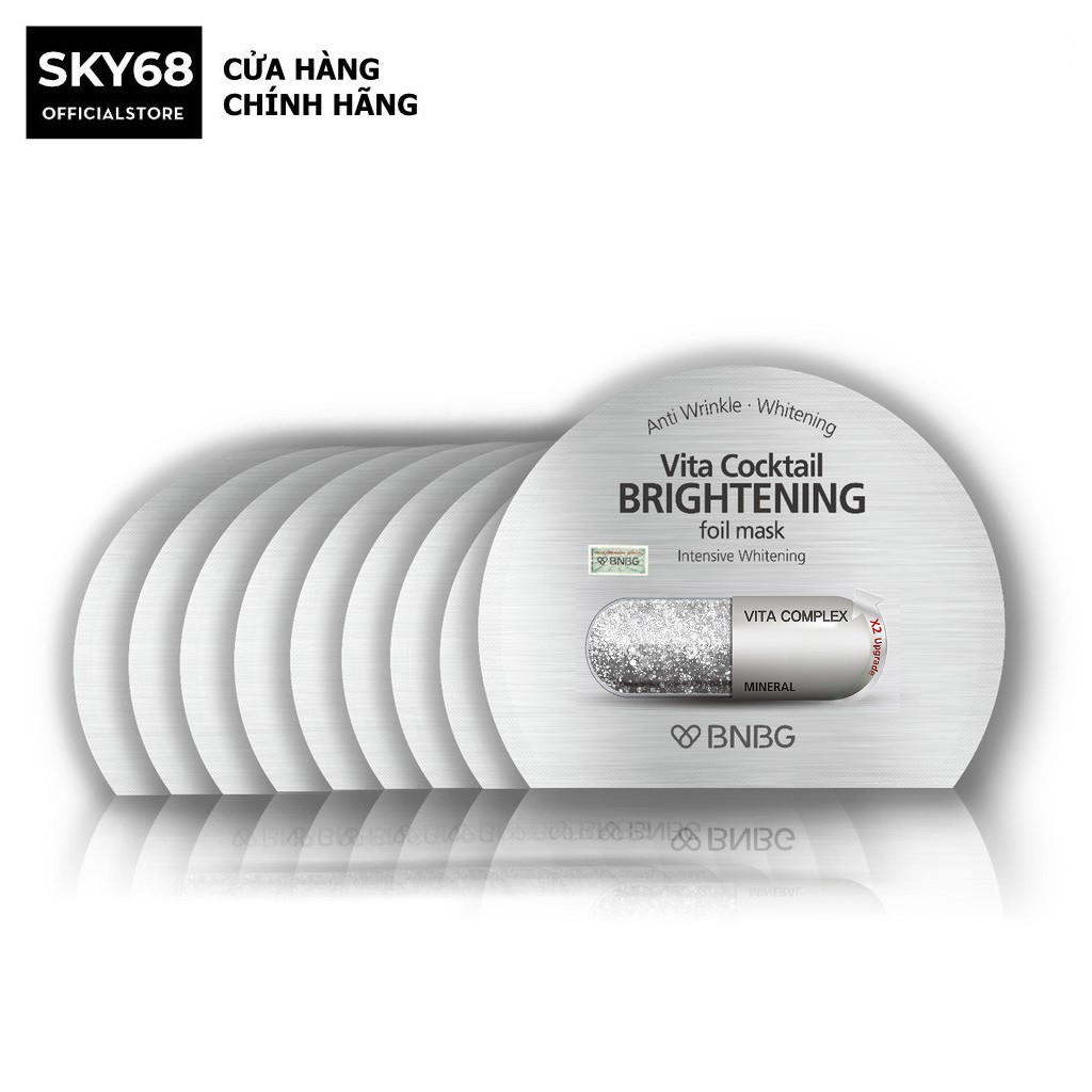 Hộp 10 Mặt nạ dưỡng sáng da và làm mờ vết thâm BNBG Vita Cocktail Brightening Foil Mask-Intensive Brightening 30ml x10