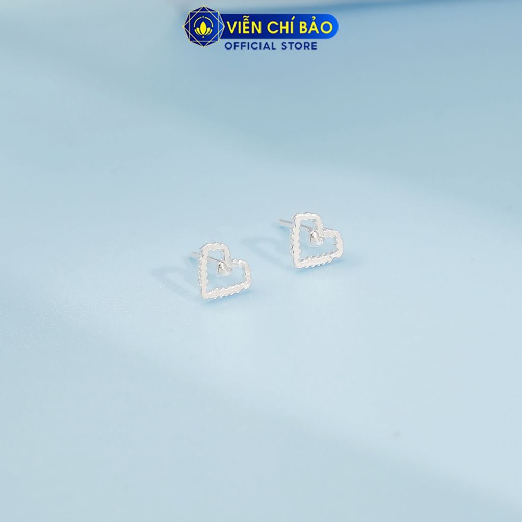Bông tai bạc nữ hình trái tim hở chất liệu bạc 925 thời trang phụ kiện trang sức nữ thương hiệu Viễn Chí Bảo E072