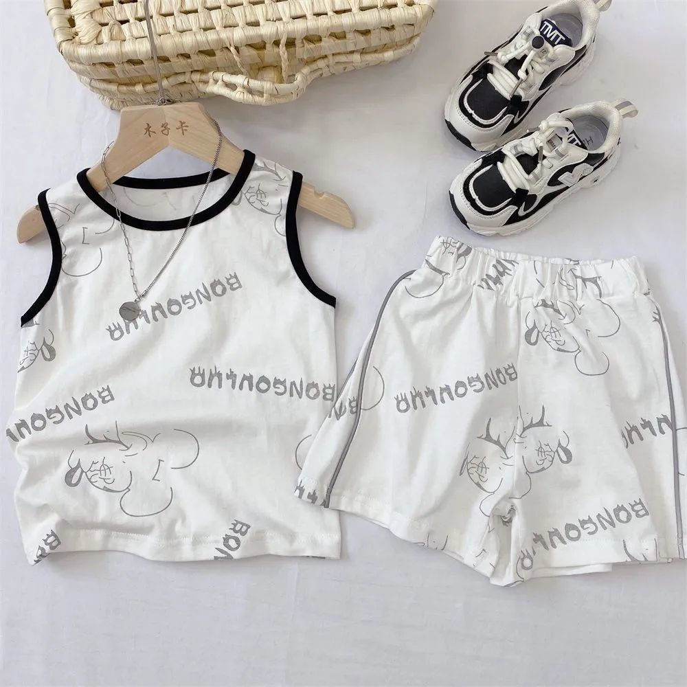 Bộ Đồ Thể Thao Hai Mảnh Áo Thun Cotton Không Tay Cổ Tròn Phong Cách Thể Thao Thời Trang Mùa Hè Kiểu Mới 2022