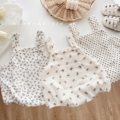 Bộ Áo Liền Quần Sát Nách Vải Cotton In Hoạt Hình Gấu Dễ Thương Thời Trang Mùa Đông Cho Bé Sơ Sinh